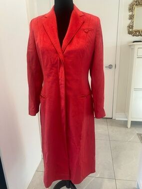 VINTAGE Cedarhurst Classics Red Faux Suede button down Frock Coat Size 7/8